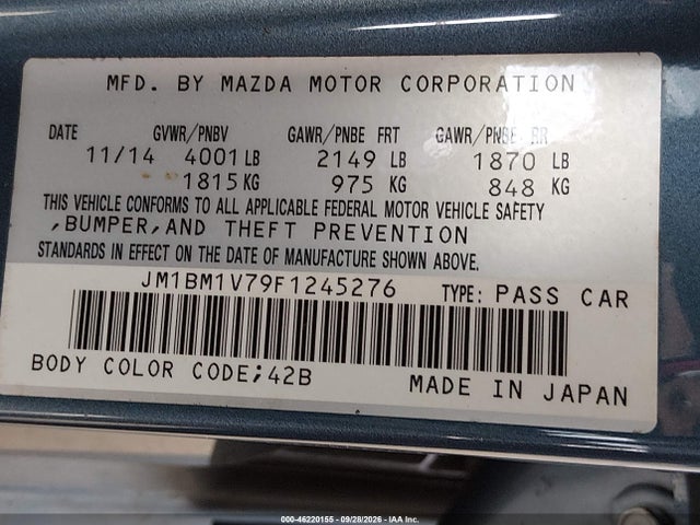 Продажа на аукционе авто 2015 Mazda Mazda3 I Touring, vin: JM1BM1V79F1245276, номер лота: 46220155