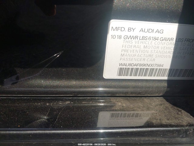 Aukcja sprzedaży 2019 Audi A8 L 55, vin: WAU8DAF86KN007984, numer aukcji: 46220156