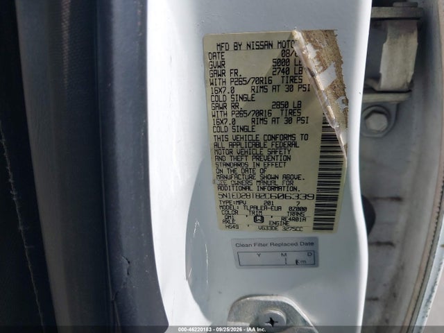 Aukcja sprzedaży 2002 Nissan Xterra Xe, vin: 5N1ED28T82C606339, numer aukcji: 46220183