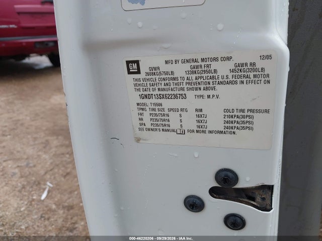 2006 Chevrolet Trailblazer Ls მანქანა იყიდება აუქციონზე, vin: 1GNDT13SX62236753, აუქციონის ნომერი: 46220206