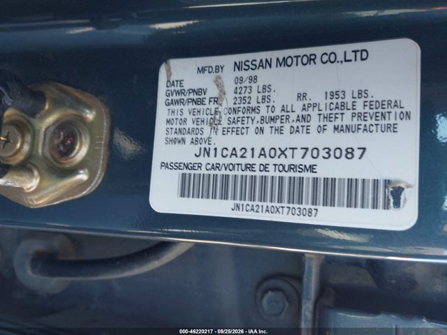 Продажа на аукционе авто 1999 Nissan Maxima Gle/gxe/se/se-l, vin: JN1CA21A0XT703087, номер лота: 46220217