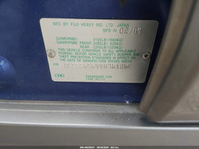 Aukcja sprzedaży 2004 Subaru Forester 2.5xs, vin: JF1SG65644H761065, numer aukcji: 46220247