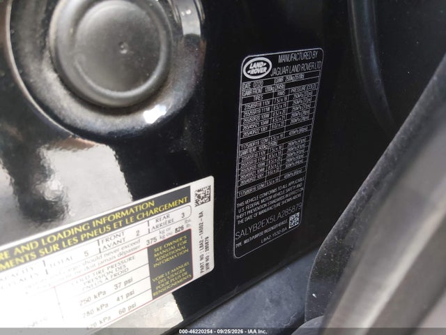 Aukcja sprzedaży 2020 Land Rover Range Rover Velar P250 S, vin: SALYB2EX5LA285879, numer aukcji: 46220254