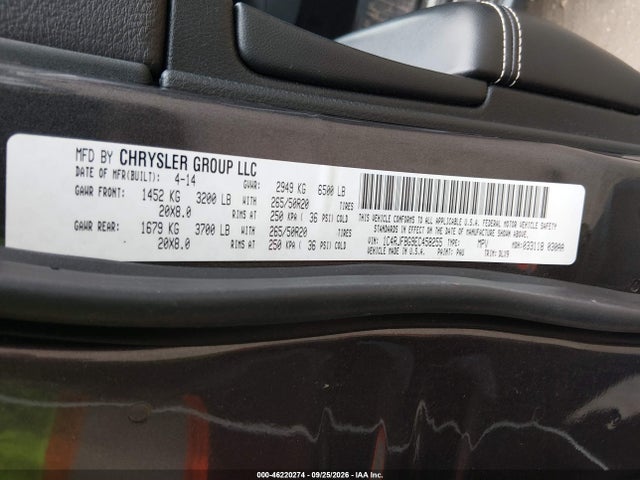 Продажа на аукционе авто 2014 Jeep Grand Cherokee Limited, vin: 1C4RJFBG9EC458255, номер лота: 46220274