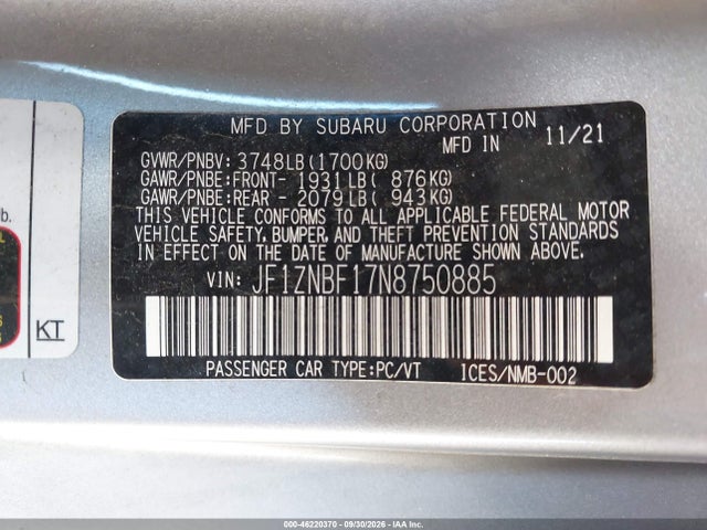 Aukcja sprzedaży 2022 Toyota Gr86 Premium, vin: JF1ZNBF17N8750885, numer aukcji: 46220370