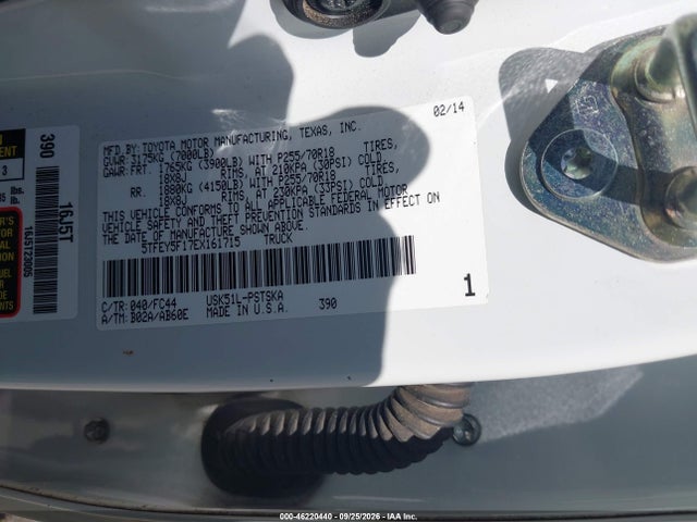 46220440 :رقم المزاد ، 5TFEY5F17EX161715 vin ، 2014 Toyota Tundra Sr5 5.7l V8 مزاد بيع