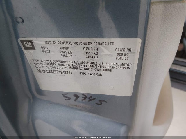 Продажа на аукционе авто 2007 Buick Lacrosse Cx, vin: 2G4WC552771242741, номер лота: 46220527
