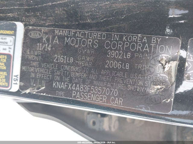 KNAFX4A83F5357070 KIA FORTE EX