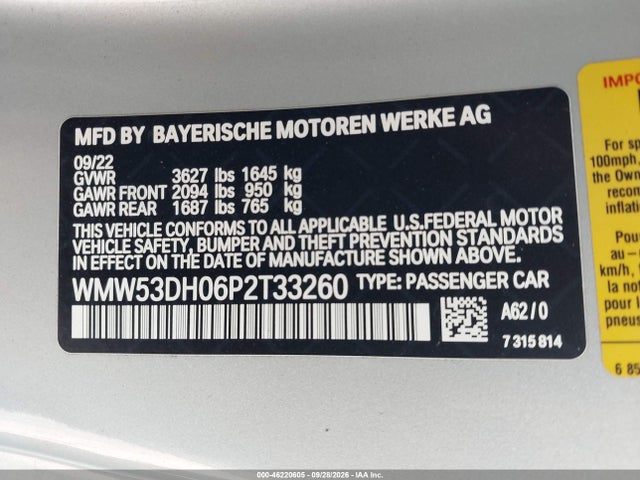 Aukcja sprzedaży 2023 Mini Hardtop Cooper S, vin: WMW53DH06P2T33260, numer aukcji: 46220605