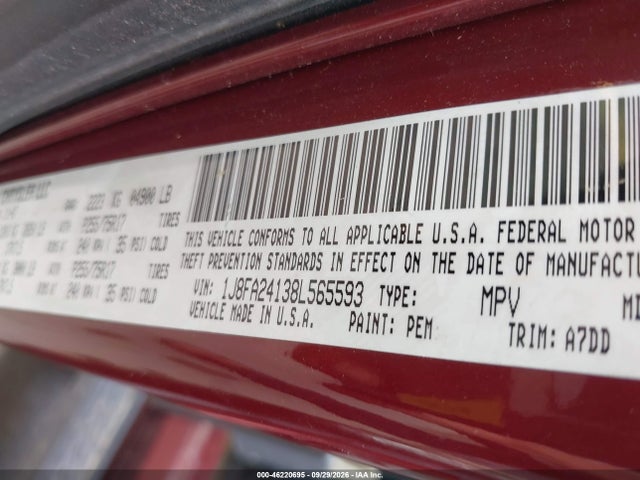 Продажа на аукционе авто 2008 Jeep Wrangler X, vin: 1J8FA24138L565593, номер лота: 46220695
