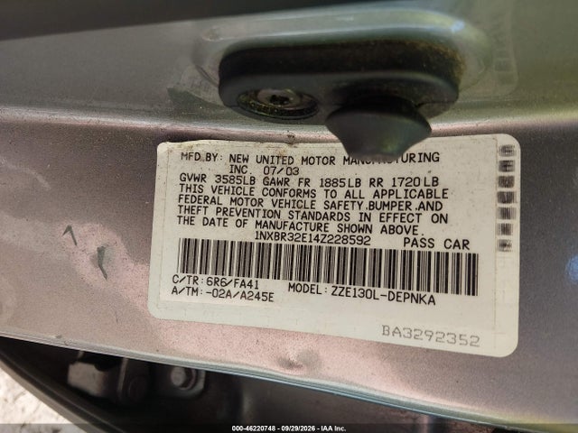 Продажа на аукционе авто 2004 Toyota Corolla Le, vin: 1NXBR32E14Z228592, номер лота: 46220748
