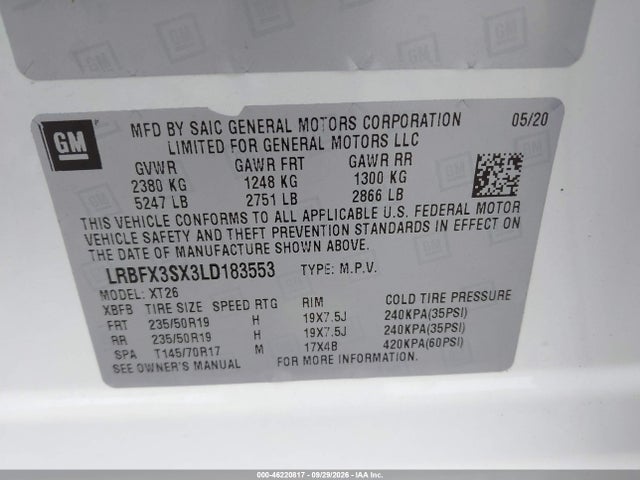 Продажа на аукционе авто 2020 Buick Envision Awd Premium I, vin: LRBFX3SX3LD183553, номер лота: 46220817