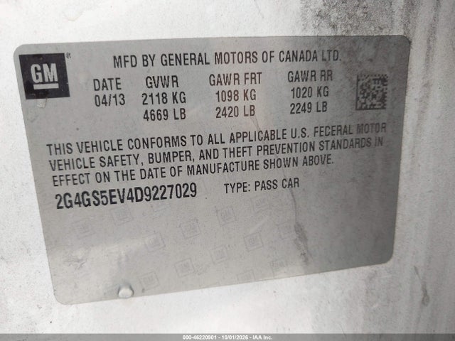 Aukcja sprzedaży 2013 Buick Regal Turbo - Premium 1, vin: 2G4GS5EV4D9227029, numer aukcji: 46220901