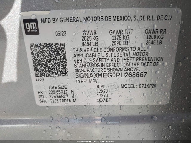 Auction sale of the 2023 Chevrolet Equinox Fwd Ls, vin: 3GNAXHEG0PL268667, lot number: 46220956
