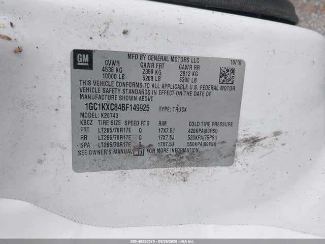 Продаж на аукціоні авто 2011 Chevrolet Silverado 2500hd Lt, vin: 1GC1KXC84BF149925, номер лоту: 46220975