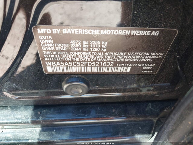 Продаж на аукціоні авто 2015 Bmw 528i, vin: WBA5A5C52FD521632, номер лоту: 46220976
