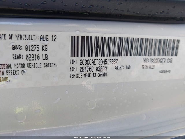 46221055 :رقم المزاد ، 2C3CCAET3DH517067 vin ، 2013 Chrysler 300c مزاد بيع
