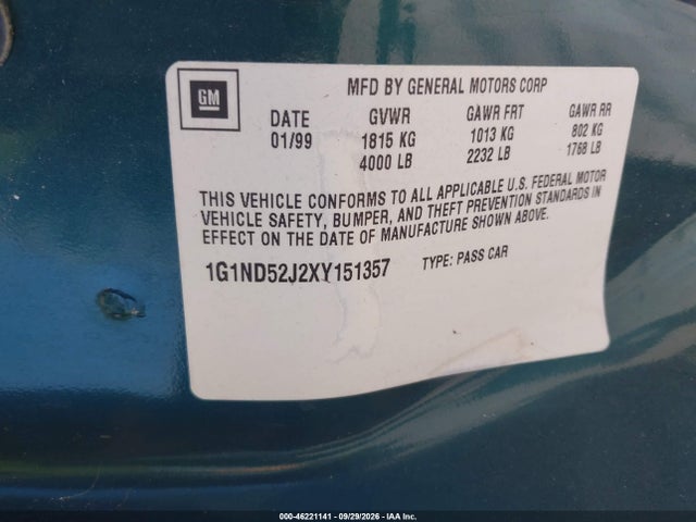 Продажа на аукционе авто 1999 Chevrolet Malibu, vin: 1G1ND52J2XY151357, номер лота: 46221141