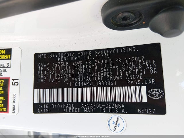 4T1C11AK7LU903951 Toyota CAMRY LE