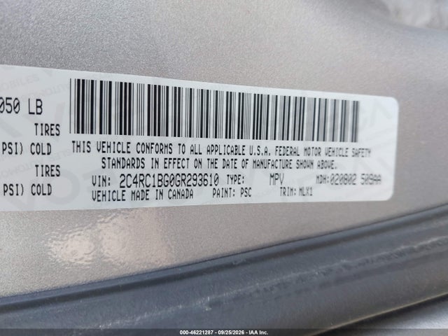 Aukcja sprzedaży 2016 Chrysler Town & Country Touring, vin: 2C4RC1BG0GR293610, numer aukcji: 46221287