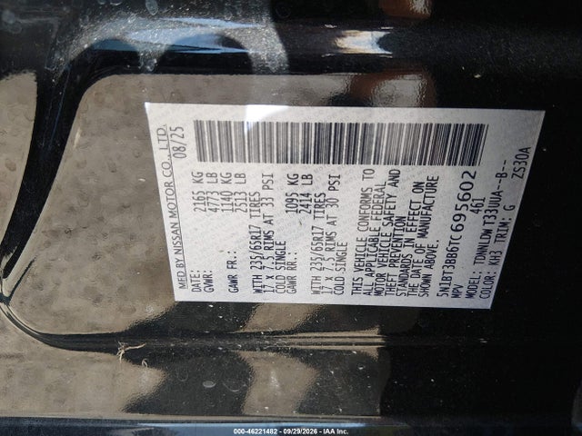 46221482 :رقم المزاد ، 5N1BT3BB6TC695602 vin ، 2026 Nissan Rogue Rock Creek مزاد بيع