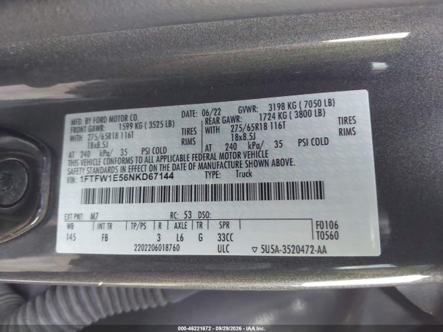 Ford F-150 Xlt 2022 1FTFW1E56NKD67144 Image 9