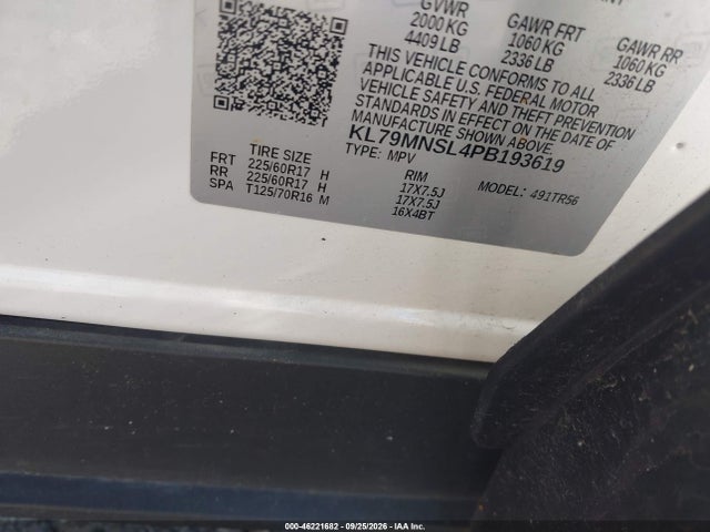 46221682 :رقم المزاد ، KL79MNSL4PB193619 vin ، 2023 Chevrolet Trailblazer Awd Ls مزاد بيع