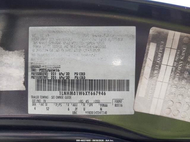 Aukcja sprzedaży 1999 Lincoln Town Car Executive, vin: 1LNHM81W6XY667946, numer aukcji: 46221685