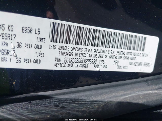 46221743 :رقم المزاد ، 2C4RDGBG6ER296332 vin ، 2014 Dodge Grand Caravan Se مزاد بيع