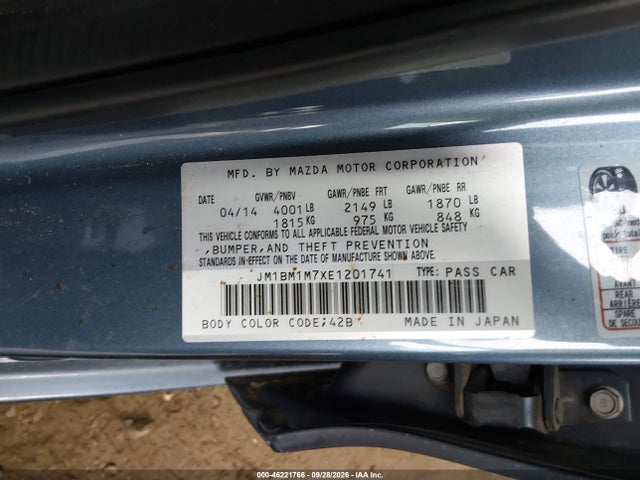 Aukcja sprzedaży 2014 Mazda Mazda3 I Grand Touring, vin: JM1BM1M7XE1201741, numer aukcji: 46221766