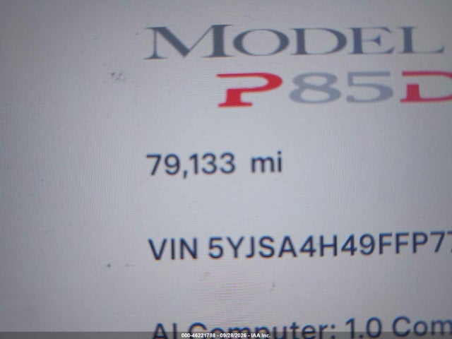 Aukcja sprzedaży 2015 Tesla Model S 85d/p85d, vin: 5YJSA4H49FFP77775, numer aukcji: 46221788