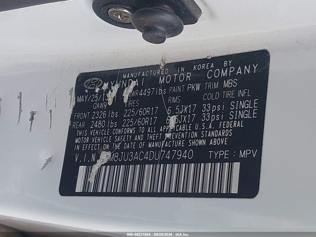 Продажа на аукционе авто 2013 Hyundai Tucson Gls, vin: KM8JU3AC4DU747940, номер лота: 46221884