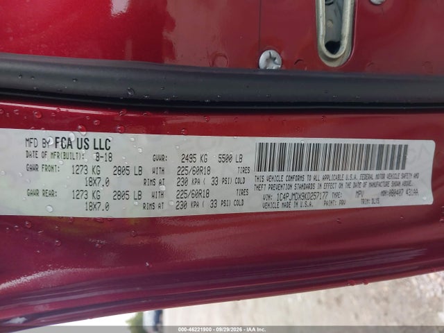 Продажа на аукционе авто 2019 Jeep Cherokee Limited 4x4, vin: 1C4PJMDX9KD257177, номер лота: 46221900