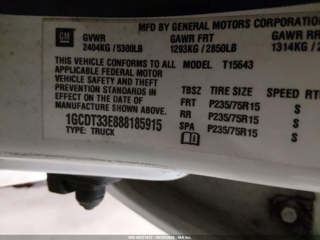46221932 :رقم المزاد ، 1GCDT33E888185915 vin ، 2008 Chevrolet Colorado Lt مزاد بيع