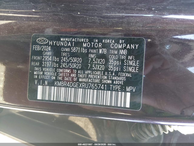 Продаж на аукціоні авто 2024 Hyundai Palisade Sel, vin: KM8R4DGEXRU765741, номер лоту: 46221957