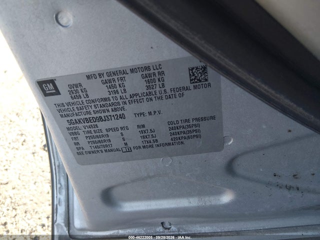 Aukcja sprzedaży 2011 Buick Enclave 1xl, vin: 5GAKVBED9BJ371240, numer aukcji: 46222005