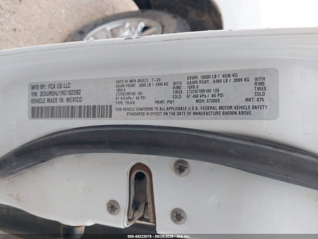 2024 Ram 2500 Tradesman  4x4 8' Box მანქანა იყიდება აუქციონზე, vin: 3C6UR5HJ1RG102392, აუქციონის ნომერი: 46222076