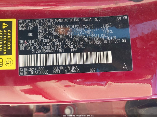 Продаж на аукціоні авто 2010 Lexus Rx 350, vin: 2T2ZK1BA0AC011161, номер лоту: 46222102
