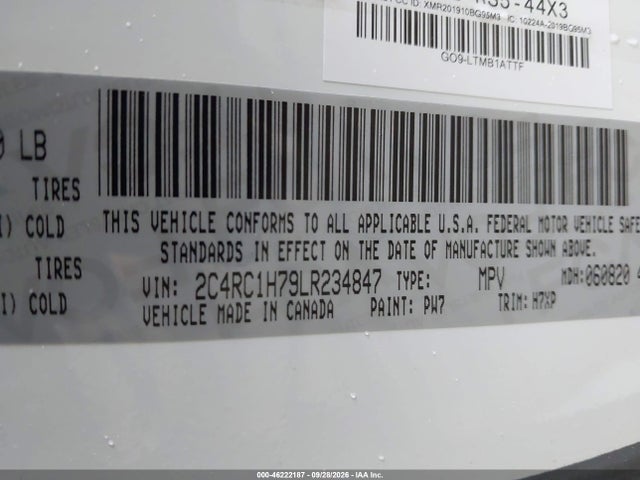 Продаж на аукціоні авто 2020 Chrysler Pacifica Hybrid Touring, vin: 2C4RC1H79LR234847, номер лоту: 46222187