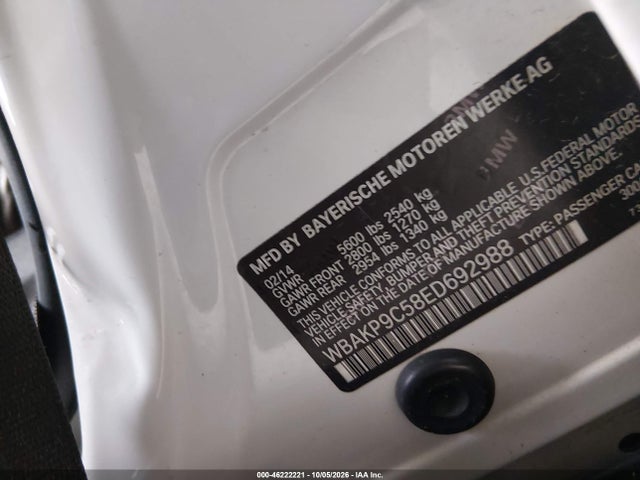 2014 Bmw 550i Xdrive მანქანა იყიდება აუქციონზე, vin: WBAKP9C58ED692988, აუქციონის ნომერი: 46222221