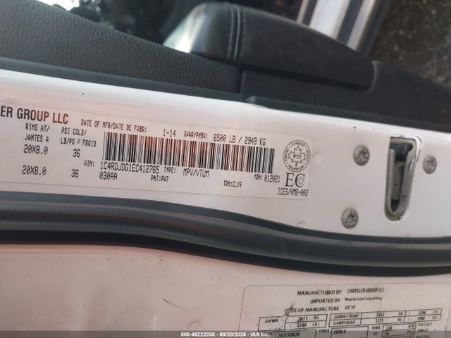 2014 Dodge Durango Limited მანქანა იყიდება აუქციონზე, vin: 1C4RDJDG1EC412765, აუქციონის ნომერი: 46222258