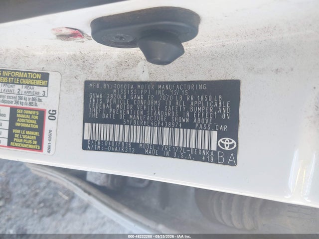 Toyota Corolla Le Plus 2016 5YFBURHE4GP438974 Image 9