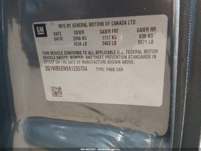 Aukcja sprzedaży 2010 Chevrolet Impala Lt, vin: 2G1WB5EN8A1235704, numer aukcji: 46222381