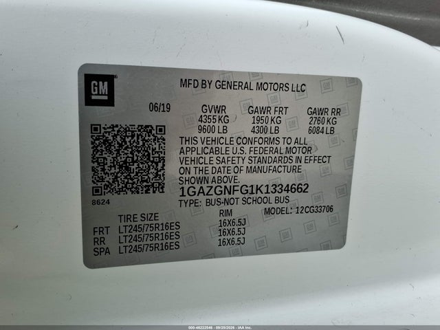 Продажа на аукционе авто 2019 Chevrolet Express 3500 Ls, vin: 1GAZGNFG1K1334662, номер лота: 46222546