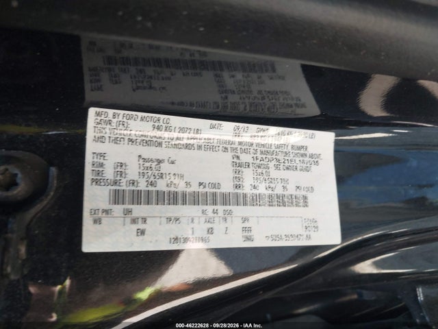 46222628 :رقم المزاد ، 1FADP3E21EL167035 vin ، 2014 Ford Focus S مزاد بيع