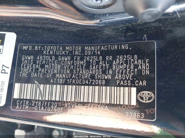 Продаж на аукціоні авто 2014 Toyota Camry Se, vin: 4T1BF1FK0EU472068, номер лоту: 46222769