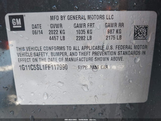 1G11C5SL1FF117990 Chevrolet MALIBU 1LT