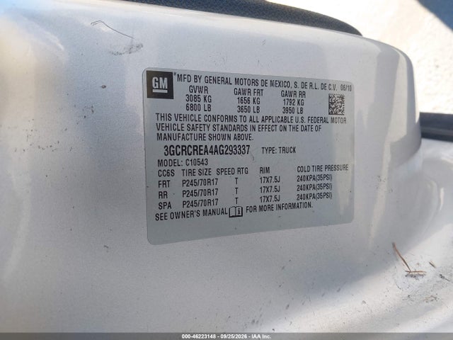 Продаж на аукціоні авто 2010 Chevrolet Silverado 1500 Ls, vin: 3GCRCREA4AG293337, номер лоту: 46223148