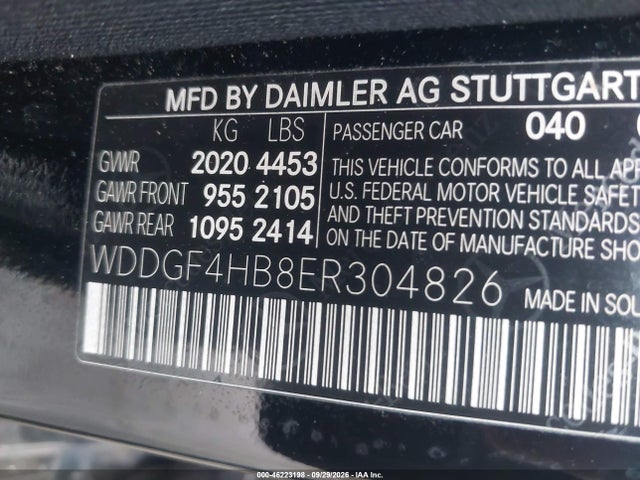 46223198 :رقم المزاد ، WDDGF4HB8ER304826 vin ، 2014 Mercedes-benz C 250 Sport مزاد بيع