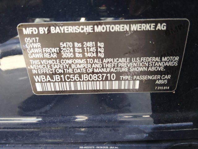 Продаж на аукціоні авто 2018 Bmw 530e Xdrive Iperformance, vin: WBAJB1C56JB083710, номер лоту: 46223275